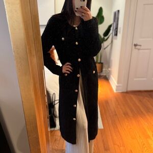 Line & Dot Oversized Black Cardigan